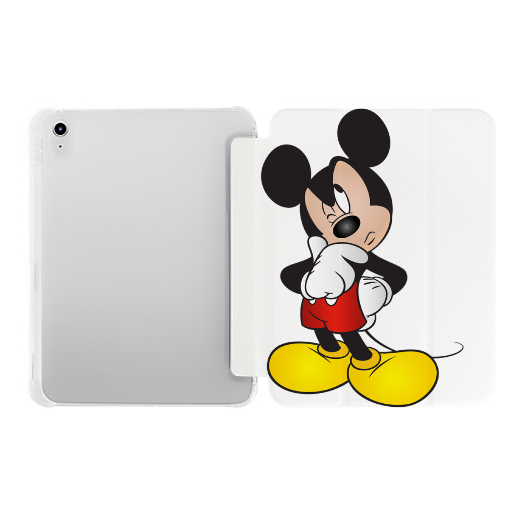 （画像用） ミッキーマウス Mickey Mouse IPad ケース ペン収納付き 三つ折りスタンド PUレザー×シリコン 対応機種9.5/10.5/10.9インチ
